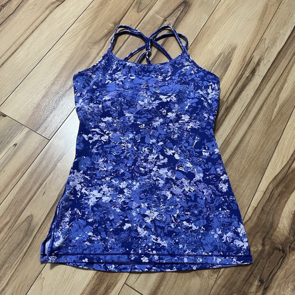 Ivivva by Lululemon Girls Sport Tank Sz 12 Shelf Bra Strappy Racer Back Blue
